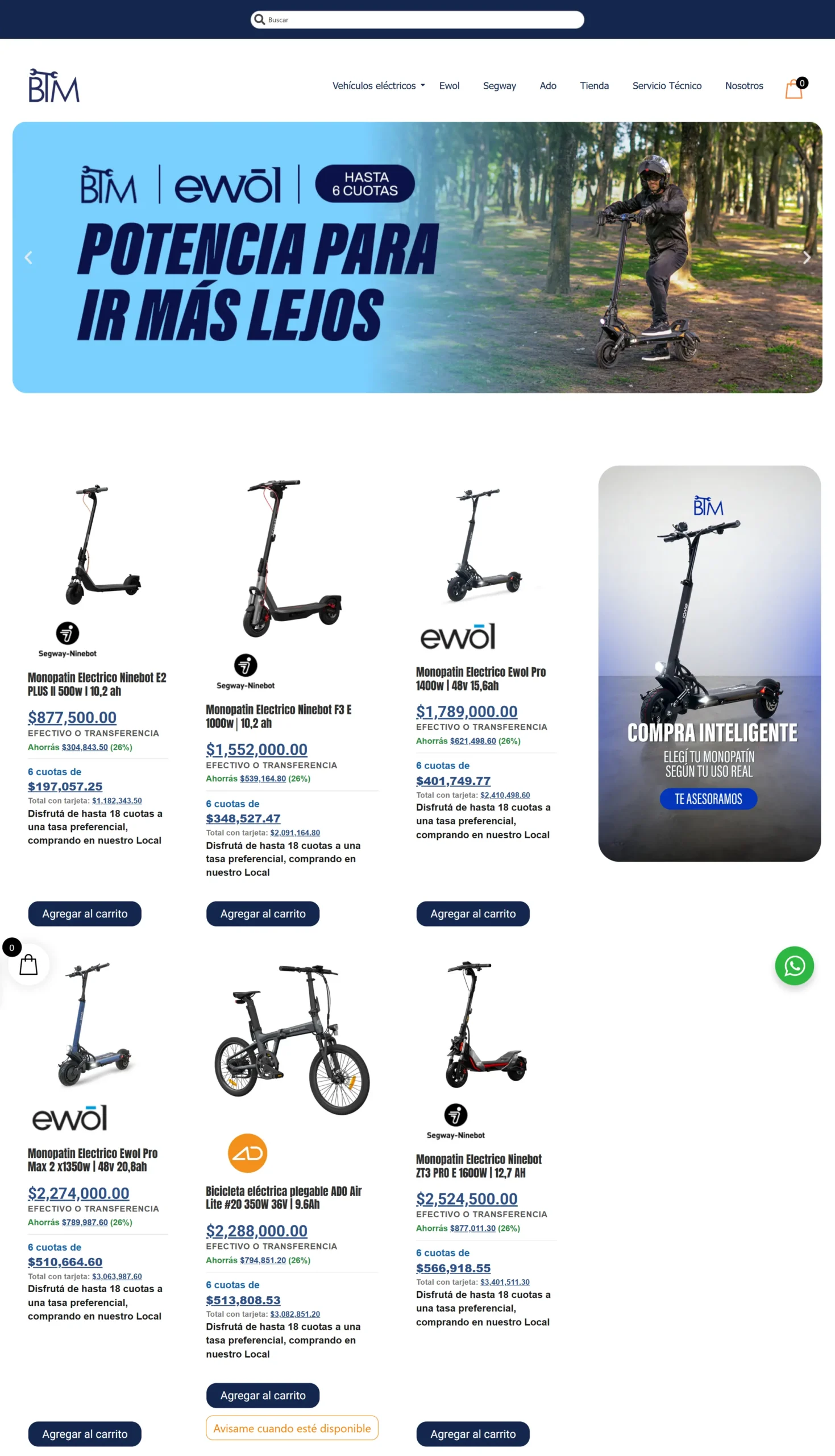 BTM — tienda de movilidad eléctrica urbana