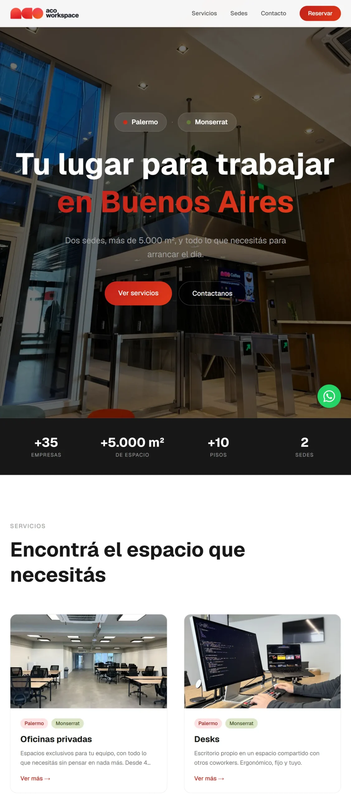 ACO Workspace — sitio de coworking multisede